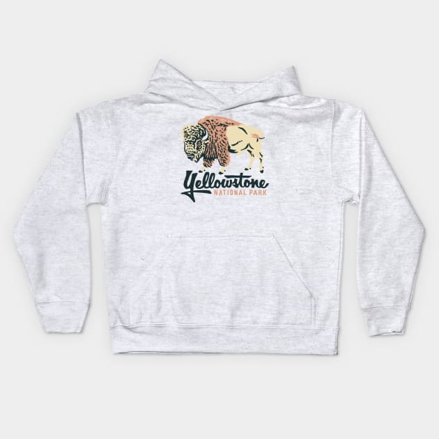 Yellowstone bison Kids Hoodie by Iambolders